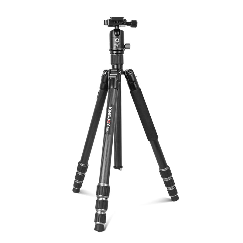 Kingjoy G55C carbon fiber tripod with G0 ball head-4 section,61in, 2.8lbs,  affordable carbon fiber tripod, legs reverse fold, twist lock